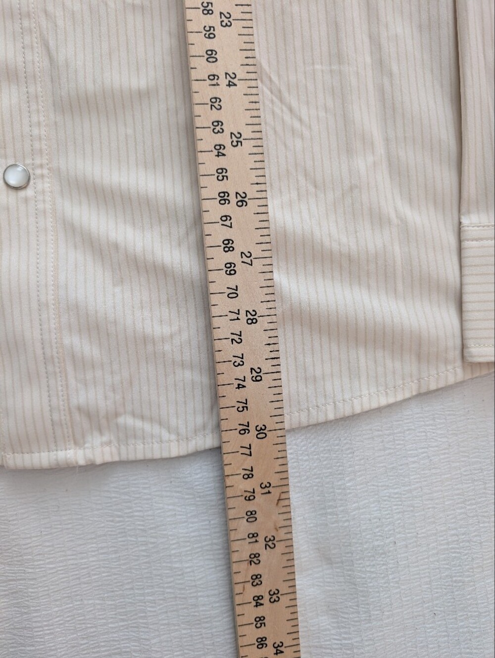 Men's Poncho Slim Fit Pearl snap - Cream Pinstripe - Picture 8 of 8